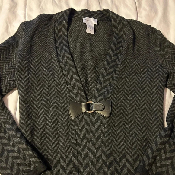 SOFT Surroundings Black Chevron Wool Blend West Saxon Long Sweater Women’s S - Picture 5 of 8